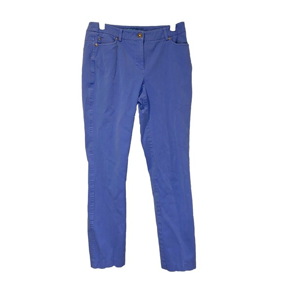 J. McLaughlin Pants Womens 6 Blue Straight Leg Cotton Stretch Travel Vacation - Picture 1 of 8